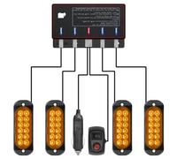 Civikyle Lot de 4 Lampes de détresse avant pour voiture à 12 LED, stroboscopique, orange, 12V, avertissement clignotant avec 15 modes de flash, pour camion, véhicule, tracteur, accessoire, IP65