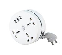 Civiliank Universal Power Strip, 6 en 1 Multiprise Universelle, Multiprise Rétractable avec 3 Prises, 3 Ports USB, Interrupteur de Protection Contre Les Surcharges pour Bureau, Voyages, Maison (2.8M)