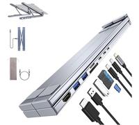 Civilized 8-in-1 USB-C Laptop Stand, Upliftjoys Portable Adjustable Flat Laptop Docking Station Stand with 4k HDMI, with 4k HDMI, 2 USB 3.0, Pd 100W, for Home Office, Café (1 Pc)