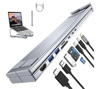 Civilizek 8-in-1 USB-C Laptop Stand, 4K HDMI, PD 100W & 2 USB 3.0 Ports, Ergonomic Space-Saving Hub for Dells, HP, Home, Office, School (8-in-1)