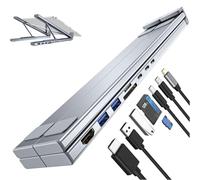 Civilizek 8-in-1 USB-C Laptop Stand, Civilized Portable Adjustable Flat Laptop Docking Station Stand with 4k HDMI, 2 USB 3.0, Pd 100w, Universal for Offices, Corporate Desks, Cafes (1PC)