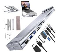Civilizek 8-in-1 USB-C Laptop Stand, Portable Foldable Computer Notebook Cooling Stand for Desk, Adjustable Laptop Stands with Docking Station, with 4K HDMI, PD 100W, 2 USB 3.0 (1Pcs)