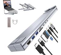 Civilizek 8-in-1 USB-C Laptop Stand, Upliftjoys 8-in-1 USB-C Laptop Stand, with 4K HDMI, 2 USB 3.0, Pd 100w, Universal for Offices, Corporate Desks, Cafes (1Pcs)