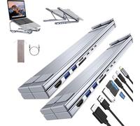 Civilizek 8-in-1 USB-C Laptop Stand, Upliftjoys 8-in-1 USB-C Laptop Stand, with 4K HDMI, 2 USB 3.0, Pd 100w, Universal for Offices, Corporate Desks, Cafes (2Pcs)