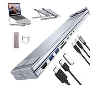 Civilizek Civilized 8-in-1 USB-C Laptop Stand, Portable Adjustable Flat Laptop Docking Station Stand with 4k HDMI, 2 USB 3.0, Pd 100w, Universal for Offices, Corporate Desks, Cafes (8-in-1)
