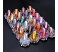 CIVIOOH Ensemble de 24 Accessoires de manucure en Poudre métallisée chromée à Paillettes et Effet Miroir