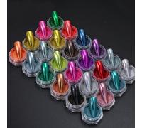 CIVIOOH Ensemble de 24 Accessoires de manucure en Poudre métallisée chromée à Paillettes et Effet Miroir