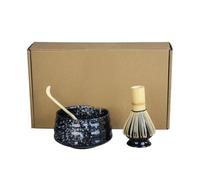 CIVIOOH Ensemble de 4 pièces de thé Matcha Fait à la Main, Facile à Nettoyer, kit de Support d'outils, Bol, Fouet, cuillère