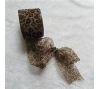 CIVIOOH Ruban Organza Transparent à Bord satiné imprimé léopard, Largeur de 10 mètres, Technologie de nœud Papillon 25mm-40mm