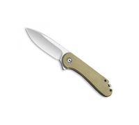 Civivi C907s Couteau Lame De 7,6 Cm En Acier D2 Satiné Avec « Flipper » Manche 10 Cm Inox Gris Avec Plaq. Micarta Vert Olive