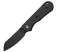 Civivi Crabby Manche en Micarta Noir Canvas Lame en 14C28N Noir Lavé à la Pierre Verrouillage Liner