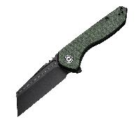 CIVIVI ExOne Manche en Micarta Vert CanvasLame en Nitro-V Noir Lavé à la PierreLiner L