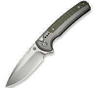 CIVIVI Manche en aluminium gris avec entretoise intégrale en FRN vert OD, finition stonewashed Nitro