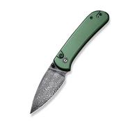 CIVIVI Qubit Manche en aluminium vert Lame en damas noir frotté à la main C22030E-DS1