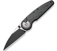 Civivi Starflare Manche en Aluminium Noir Lame Nitro-V Black Stonewashed, Satin Plat Bouton de Verro