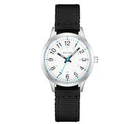 CIVO Montre Enfant Fille Garcon 5-14 Ans: Analogique Cadran Facile à Lire avec Grands Chiffres - Montre d'apprentissage Étanche Bracelet en Nylon Noir - Cadeaux d'anniversaire pour Enfants