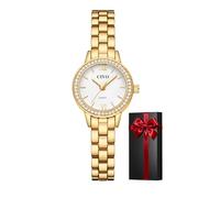 CIVO Montre Femme Acier Inoxydable: Vintage Montre Analogique Cadran Guilloché Dorée avec Diamant - Montres Petit Etanche Quartz pour Femmes - Cadeau Parfait pour Femme Fille