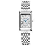 CIVO Montre Femme Acier Rectangulaire Montre Bracelet Femme Argent Élégant Classique Montres pour Dames Chiffres Romains Analogique Quartz Rétro Design, Cadeau pour Femme