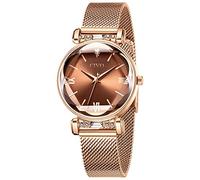 CIVO Montre Femme Or Or Rose Etanches Mode Élégante Casual Montre à Quartz Analogique pour Femme avec Bracelet en Acier Inoxydable Braun