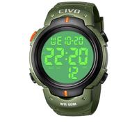 CIVO Montre Homme Digitale 50M Etanche Montre Militaire Outdoor Sport Multifonction Grand Cadran Montre Digitale Hommes avec LED Lumière Alarme Calendrier Chronomètre