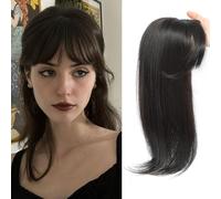 Civrie Topper de cheveux de 45,7 cm pour femme avec frange couverture 3D à 360° long lisse synthétique pour amincissement avec clip et surmatelas marron foncé