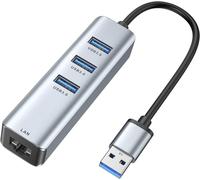 CIVV-Adaptateur Usb Ethernet,Hub Usb 3.0 4 In 1 Aluminum Adaptateur Réseau Usb Avec Port Lan Réseau Rj45 Gigabit,3 Ports Usb-C Rj45,Pour Macbook Pro,Mac Mini,Imac,Surface Pro,Xps,Etc.