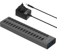 CIVV-Hub Usb Alimenté,5 Gbps Docking Station Avec 16 Ports,12V/7.5A 90W Adaptateur Alimentation,Port Usb Multiple Pour Pc Des Commutateurs Individuels Et Indicateurs Leds (Hb-Pu16)