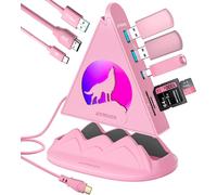CIVV-Hub Usb-C Rose Wolf 8 En 1 De Type C Multi-Ports Avec Hdmi 4K @ 30 Hz,Charge D'Alimentation 100 W,Usb-C 5 Gbit/S,3 Ports Usb 3.0,Emplacements Sd/Tf,Support De Base,Adaptateur Dongle Rvb Po
