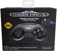 Civv-Retrobit - Sega Mega Drive Manette 8 Boutons Sans Fil 2.4ghz - Dongle Usb/Port D'origine Inclus - Edition Noir