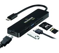CIVV-Tecnoware Hub Usb Type-C,Adaptateur 5-En-1,Compatible Avec Notebook Et La Plupart Des Tablettes Et Smartphones. Mince Et Léger. 5 Ports: Usb 2.0 Et 3.0,Hdmi 4K,Card Slot Sdxc,Micro Sd
