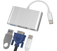 CIVV-Ycj-Uk-1 Adaptateur Otg Usb C Vers Vga Type C Hub (3 En 1) Compatible Avec Samsung Surface Apple 15 Pro Max Plus Ipad Air Mini 6 Macbook Station D'Accueil Tv Display Port Monitor Cable Splitter