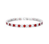 CiwDehuanle Bracelets De Tennis Femme, Bijoux Femme - Bracelet En Argent, Cristal Et Pierre Naturelle, Coulissant Réglable, Cristaux Multicolores, Cadeau Pour Femme - Maman, Sœurs, Amis (White/Red)