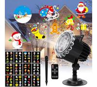 CIXMUS Projecteur de Noël Intérieur Extérieur, 12 Diapositives HD, Lumière LED Étanche, Télécommande RF, Pour Fête Jardin, Décoration de Paysage de Vacances, Arrivez Avant Noël