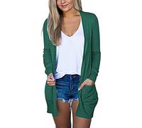 CixNy Cardigans légers pour femmes Cardigans Ouvert en Coton Long Cardigan Motif Floral Cardigans Manches Longues Cardigan Drapé Décontracté avec Poche Ourlet Haut Bas Élégant Kimono Cardigan, vert, M