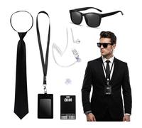 CIYIN Agent Costume Accessoires, Securite Men in Black Accessoires Deguisement, Mib Agent Secret Sécurité costume Accessoiry, Kit Espion Cosplay pour Fête
