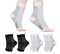 CIYIN Compression Socks, 4 Pairs Chaussettes Orthopédiques, Chaussettes pour Neuropathie, Chaussettes de Compression Orthopédiques pour Sport et Fitness(XXL, 2 Noir, 2 Blanc)