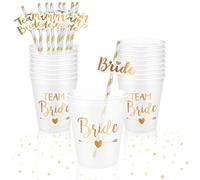 CIYIN Lot de 12 Bride Tribe Tasse de Mariée, Team Bride Cup, Bachelorette Party Cups, Gobelets pour Enterrement de Vie de Jeune Fille Decoration Mariage, 450 ml(12)