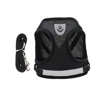 CIYODO 1 Ensemble Harnais réfléchissant pour Chien Dog Leash Dog Harness Chiens Laisse Ajustable mener Corde de contrôle pour Animaux de Compagnie Petit Harnais pour Chien Textile Black