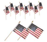 CIYODO 10 Pièces Drapeaux Américains Vintage à Main de Polyester pour Événements Patriotiques Célébrations Décorations Indépendance