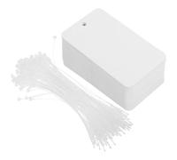 CIYODO 100 Étiquettes Pvc Blanches 4x7 Cm Imperméables avec Ficelle, Cartes de Présentation Polyvalentes pour Identification et Marquage, Lot de 100 Pièces pour Bureau et Événement