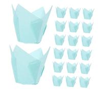 CIYODO 100 Pièces Caissettes Cupcake Lotus Papier Résistant Chaleur Huile Liners Muffins Flexibles pour Pâtisserie Couleur Bleu Ciel Styles