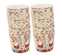 CIYODO 100 Pièces Caissettes Cupcakes de Noël Papier Écologique Motifs Créatifs Aléatoires Tasses Cuisson pour Muffins Gâteaux et Pâtisseries pour Festives Couleur