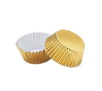 CIYODO 100 Pièces plateau de gâteau Pâtisserie mini doublures à cupcakes caissettes en papier sulfurisé moules à cupcake porte-gâteaux en papier doublure de petit gâteau Doré