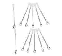 CIYODO 12 Pièces Laboratory Sampling Spoon Thickened Stainless Steel Square Head Spatula For Stirring Measuring And Mixing Portable Tool For Lab Kitchen And Classroom Use