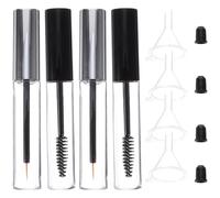 CIYODO 12 pièces Set de Tubes Transparents Vides pour Mascara et Eyeliner avec Embouts Noirs et Blancs Entonnoirs et Inserts Caoutchouc Anti-fuite pour Stockage de Cils Couleur Aléatoire