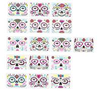 CIYODO 16 Feuilles Autocollants Visage Fluorescents Halloween Temporaires Néon pour Fête Déguisée Décorations pour Visage et Corps Accessoires Maquillage Zombie et Day Of The Dead