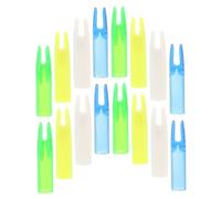 CIYODO 16 pièces Encoches Flèches Plastique Remplacement Queue Extérieure pour Tir à Arc Légères Durables Adaptées Fibres de Assortiment Transparent Bleu Vert Blanc Jaune