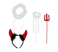 CIYODO 2 Ensembles Set de Accessoires Cosplay Plumes et -tête pour Garçon Fille et Adultes Costume Ange et Démon Accessoires de Fête et Déguisement Élégant