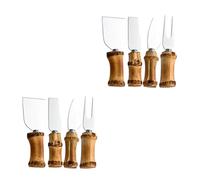 CIYODO 2 Ensembles Set de Outils à Fromage avec Manche Naturel Couteau Compact Multifonction Fourchette et Spatule Acier Inoxydable Coupe-fromage Professionnel pour Crème Beurre et