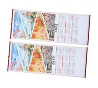 CIYODO 2 Pièces Calendrier Mural Chinois Style Rotin Imitation Calendrier Quotidien Traditionnel Décoration Murale Année Cheval Feng Shui et Facile à Suspendre
